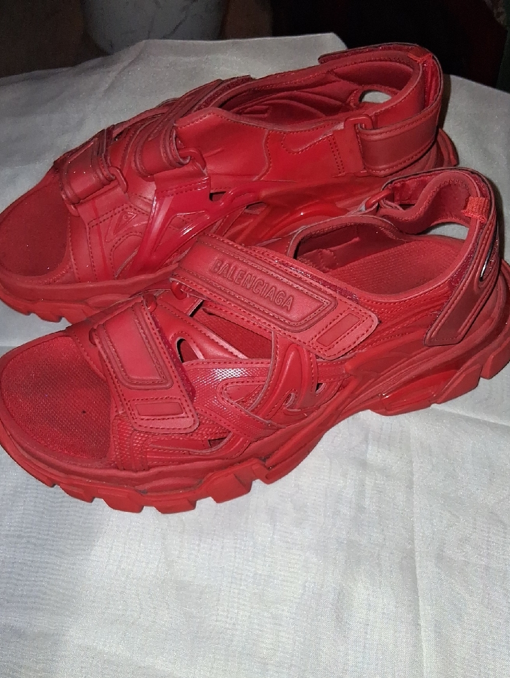 Balenciaga All-Red Chunky Velcro Sport Sandals